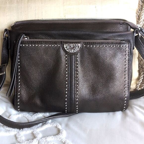 Brighton Jagger Crossbody City Organizer Bronze Leather - Picture 1 of 17